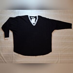 NWT Sioni Milano Black Sweater Ruffle Trim 3/4 Sleeve Lightweight Cozy Soft  1X